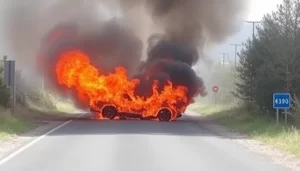 Coche se incendia en la A-392 entre Alcalá y Dos Hermanas out-0-766